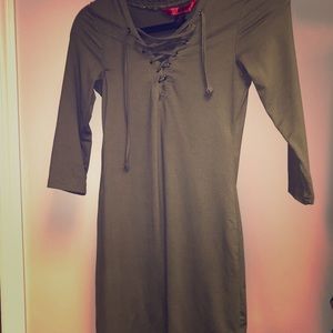 Olive Green Lace Up Dress size MEDIUM